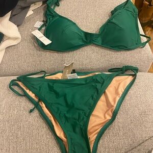 Green Bikini Set with string bikini bottom